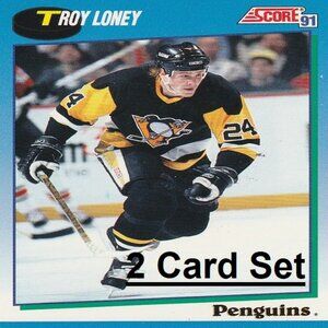 Troy Loney Pittsburgh Penguins NHL Hockey Card Collection  - 2 Card Set